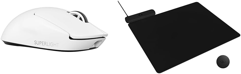 Logitech G Pro X Superlight 2 Lightspeed Wireless Gaming Mouse + Powerplay 2 Wireless Charging Mouse Pad Bundle - White