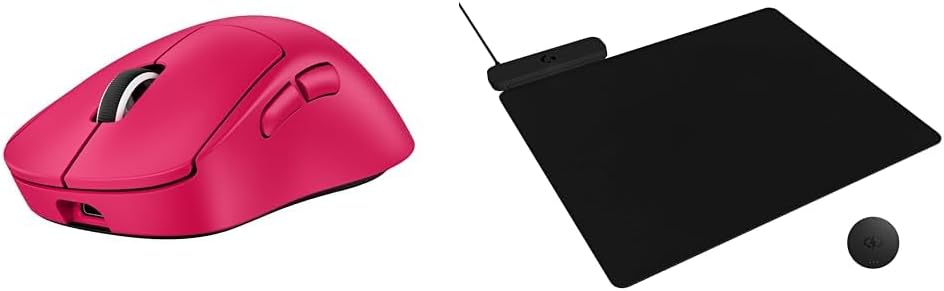 Logitech G Pro X Superlight 2 DEX Lightspeed Wireless Gaming Mouse + Powerplay 2 Wireless Charging Mouse Pad Bundle - Magenta