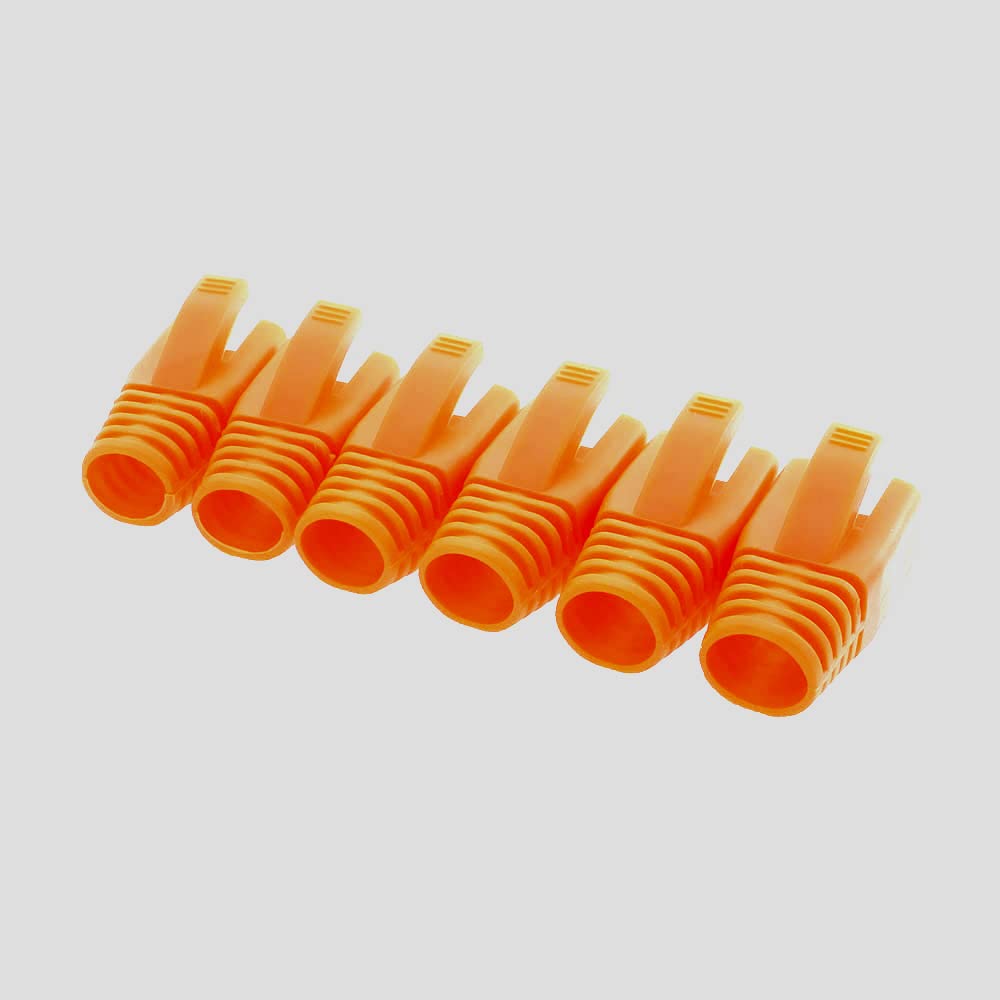 100Pack RJ45 Boot Cover, Cat5 Cat6 Cat6A Ethernet Network Cable Strain Relief Boot, Fits Overall Jacket Diameter 5.5-6.5MM Ethernet Cable (Hole Diameter: 6.5mm, Orange)