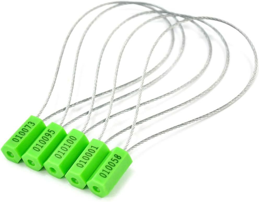 Leadseals(R) 500 Anti-Tamper Proof Security Cable Seals Disposable Self-Locking Padlock Shipping Security Tags Numbered(Pack of 500 PCS) (Green)