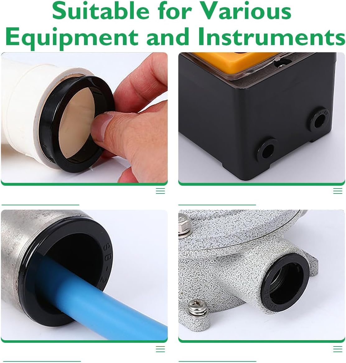 160 Pcs 6 Sizes Cable Snap-in Knockout Insulating Bushing Grommets Assortment Kit, 5/16, 3/8, 1/2, 5/8, 3/4, 1 Black Nylon Plastic Hole Grommets for Wiring, Wire Cord Hose Tubing Protector