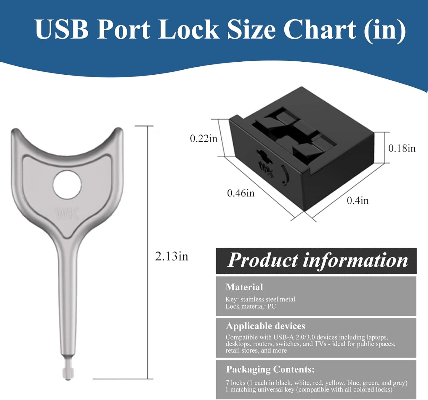 105 PCS USB Port Blockers with 10 Locks for PC, Laptop Removable Type-A Data Protection,Dust & Moisture Resistant Shield(Mixed Colors Packs Svailable for Port Sorting)