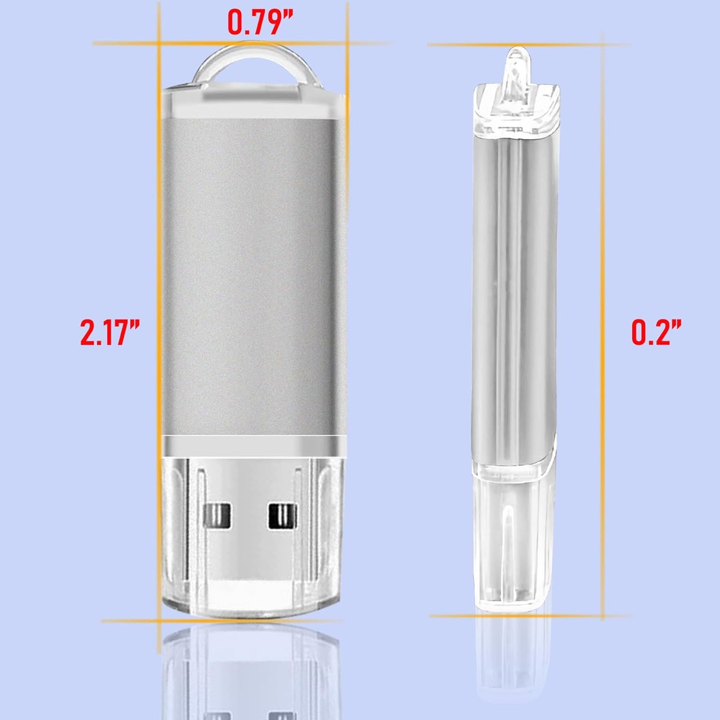 1GB USB Flash Drives 20 Pack, Memorias USB Thumb Drive 2.0 Memory Stick Fat Zip Drive 1 GB Jump Drives Multipack Pendrive with Landards and Lables (Sliver, 1Count 20 Packs)