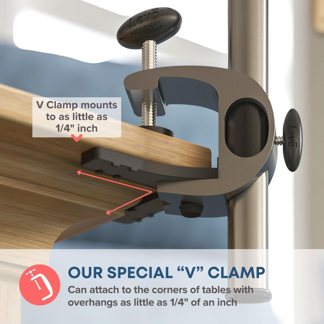 LEVO G2 Clamp on Tablet Holder for Desk: iPad Holder Stand, Kindle Holder, iPad Desk Mount, Premium