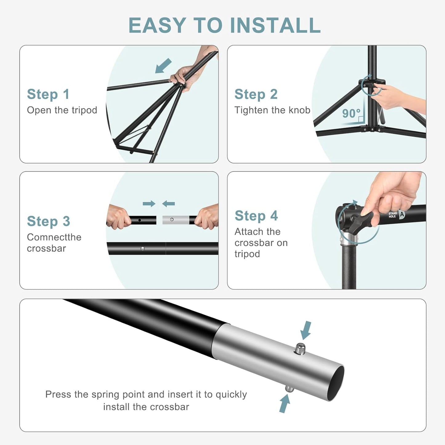 10.2x10Ft Heavy Duty Backdrop Stand, MSKIRA Adjustable Backdrop Support System Kit, Photoshoot Background Stand for Parties, Advertising Display with 6 Clamps, 4 Clips, 2 Sandbags, Carry Bag