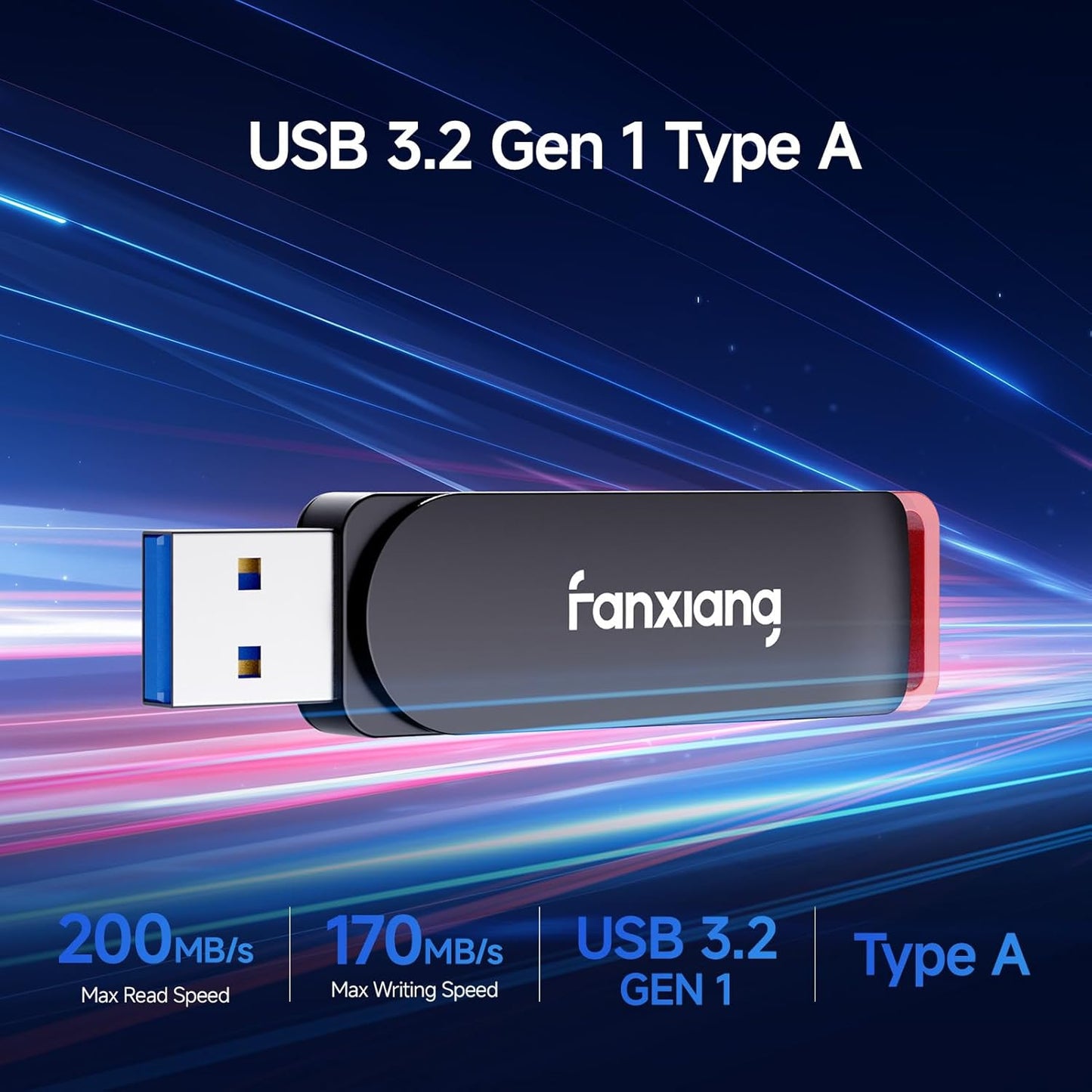 2 Pack 64GB USB Flash Drive, Metal Thumb Drives, USB 3.2 Up to 200MB/s Type A Memory Stick for Storage and Backup, F309
