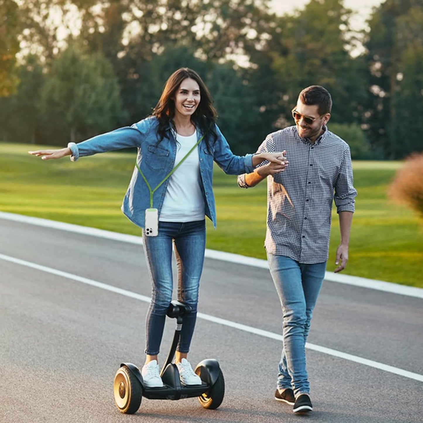 2 Pack Phone Lanyard,2×Phone crossbody strap,4×Tether Tabs,Universal Cell Phone Multifuctional Patch Polyester Lanyards,Cell Phone Lanyards for Women and Men(pink+green)