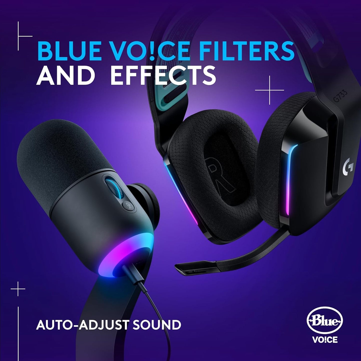 Logitech G733 Lightspeed Wireless Gaming Headset +Yeti GX Dynamic RGB Gaming Microphone with LIGHTSYNC, USB - Black