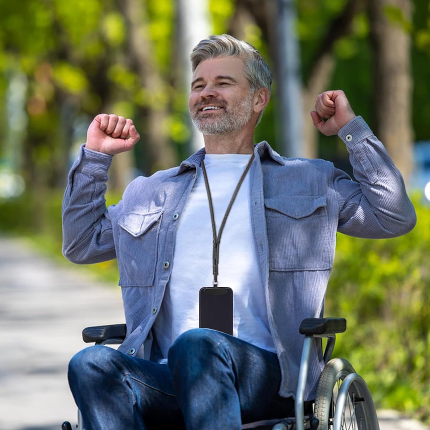 2 Pack Phone Lanyard,2×Phone Neck Strap,4×Tether Tabs,Universal Cell Phone Multifuctional Patch Polyester Lanyards,Cell Phone Lanyards for Women and Men(balck+grey)