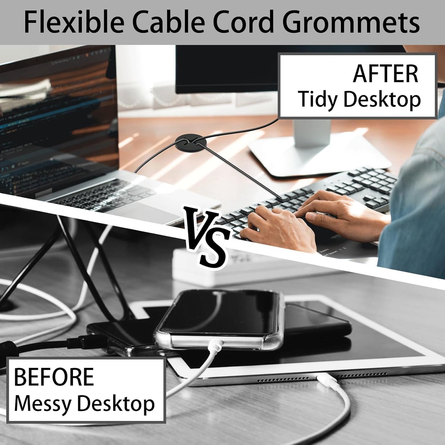 1 Inch(25mm) Desk Grommet, 13 Pieces Wire Grommet, Desk Hole Cover for Cables with Hole Saw,Plastic Cable Cord Wire Hole Cover for Desk, Table,Cabinet,Countertop and Other Furniture(Black)