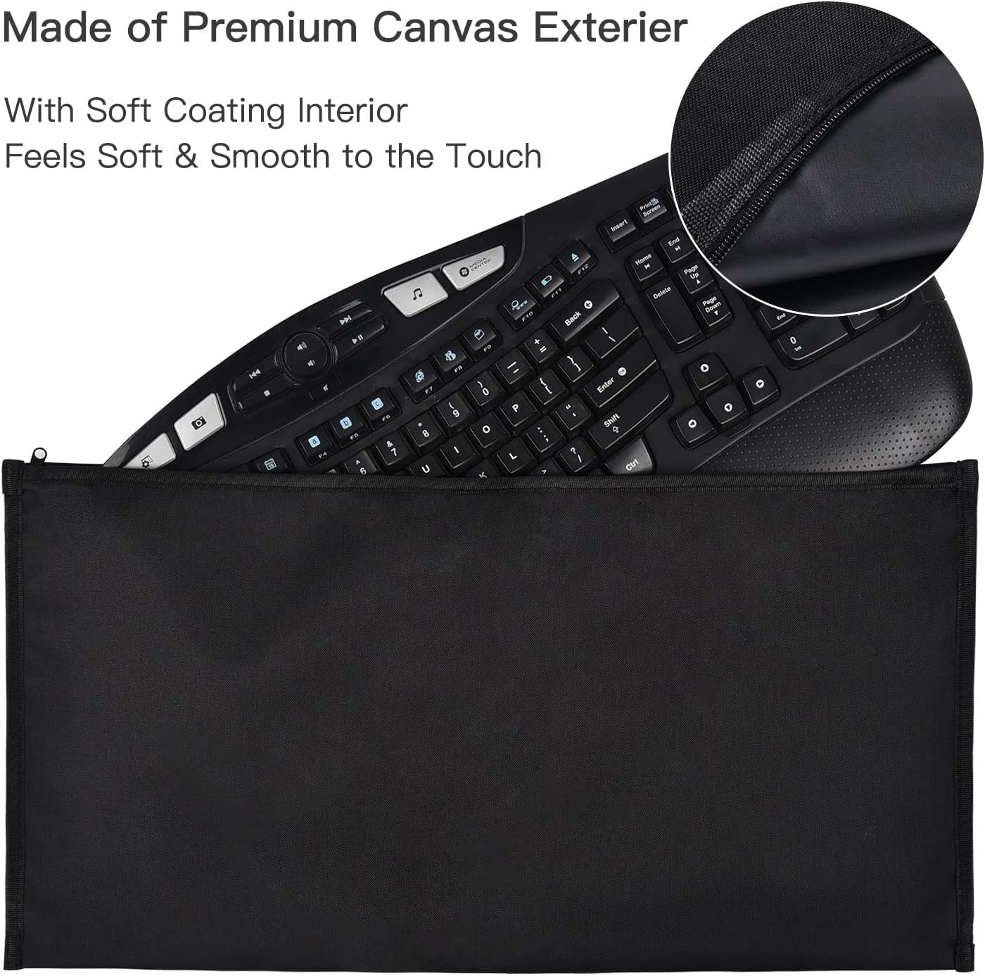 Logitech/Dell/Corsair/Havit/Redragon/Apple Magic Keyboard Dust Cover Pouch Case, Wireless/Wired Computer Gaming PC Keyboard Protector, Black