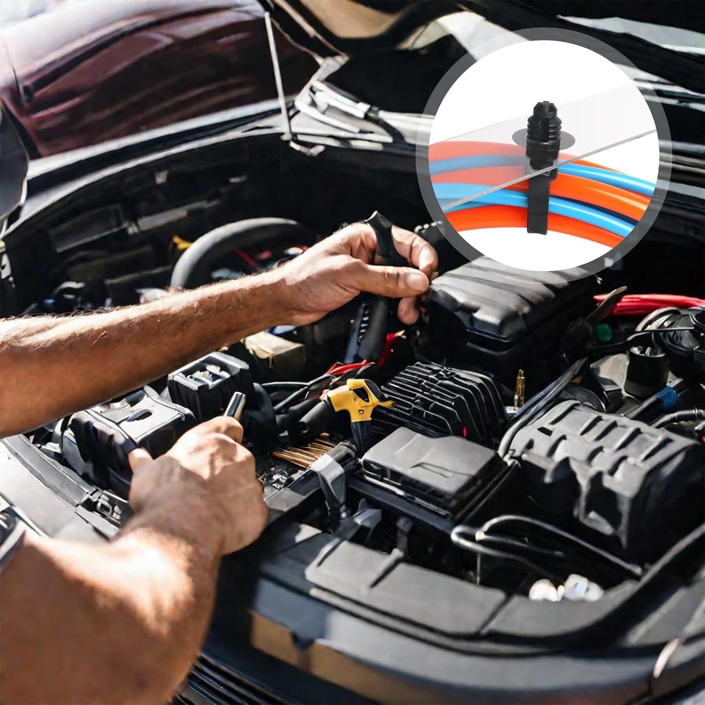 120 Pcs Push Mount Cable Ties Assorted Sizes, Black Nylon Push Mount Zip Ties Wire Harness Clips, 6-Types Snap in Zip Ties Self Locking Automotive Wire Ties for Wire Tying, Automotive