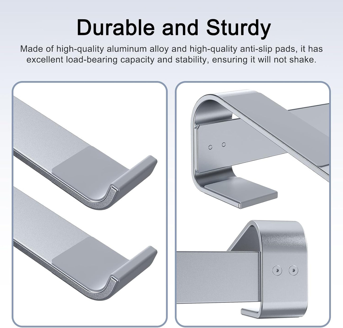 Laptop Stand for Desk, Aluminum Laptop Riser, Ergonomic Computer Stand Compatible with for MacBook Pro/Air, Dell, HP, Lenovo, 10-17.3'' (Silver)