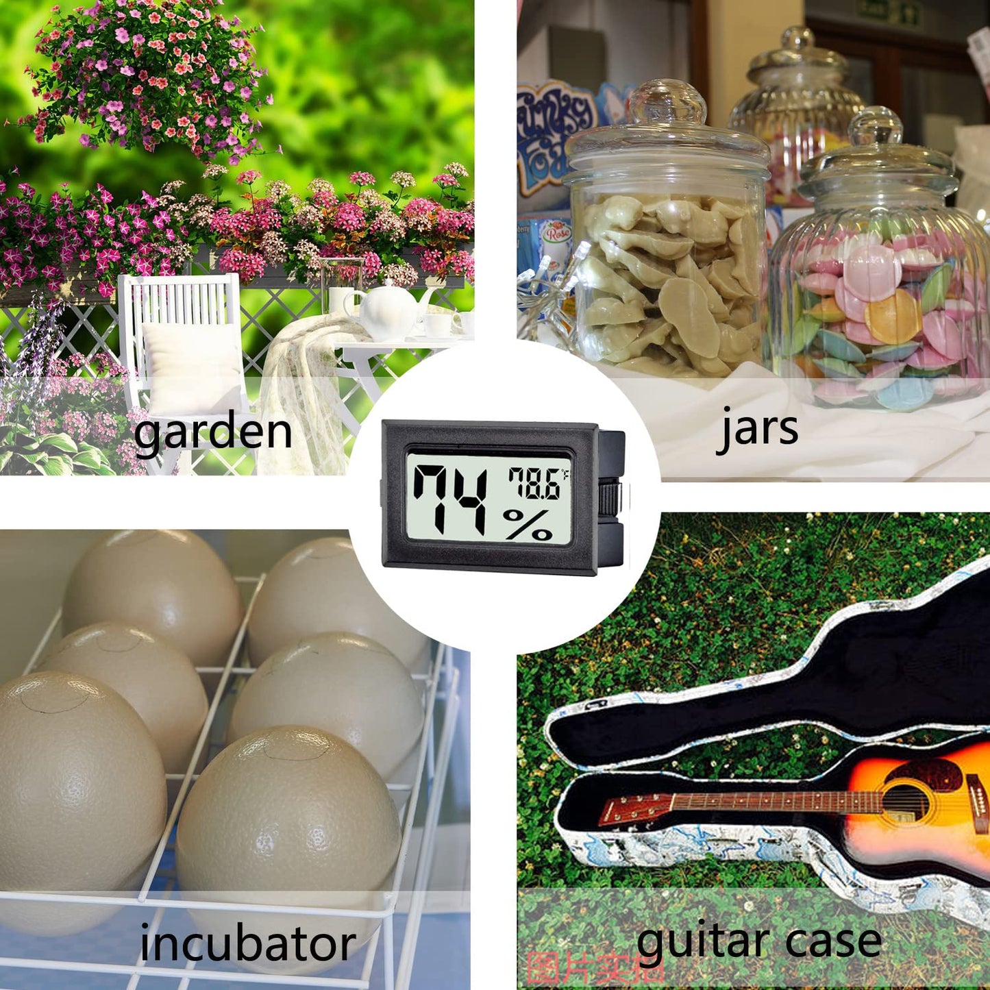 12 Pack Mini Digital Thermometer Hygrometer Indoor Temperature and Humidity Gauge Meter Monitor Fahrenheit (℉) for Humidor,Greenhouse,Reptile Tank,Home,Jars