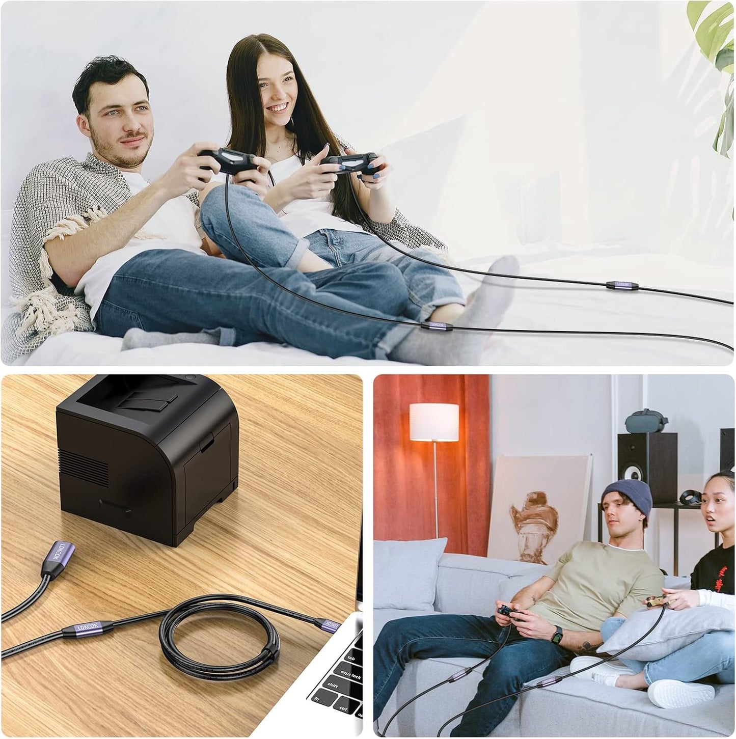 LDKCOK USB 2.0 Type A Male to A Female Active Repeater Extension Cable 30ft, High Speed 480 Mbps