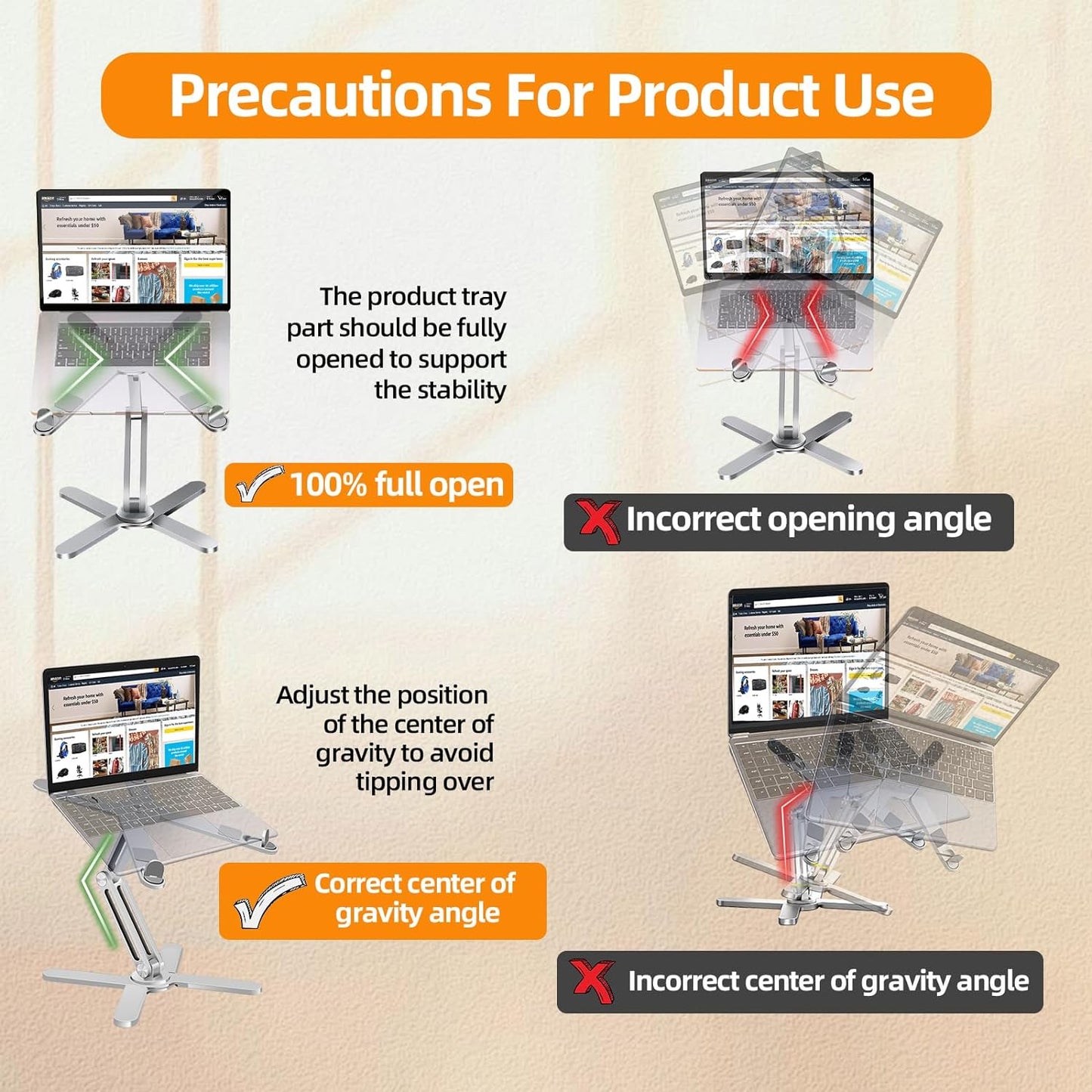 Laptop Stand with 360 Rotating Base, Computer Notebook Laptop Riser Metal Holder for Desk Collaborative Work, Fully Foldable for Easy Storage, Fits All MacBook, Laptops up to 16 inches