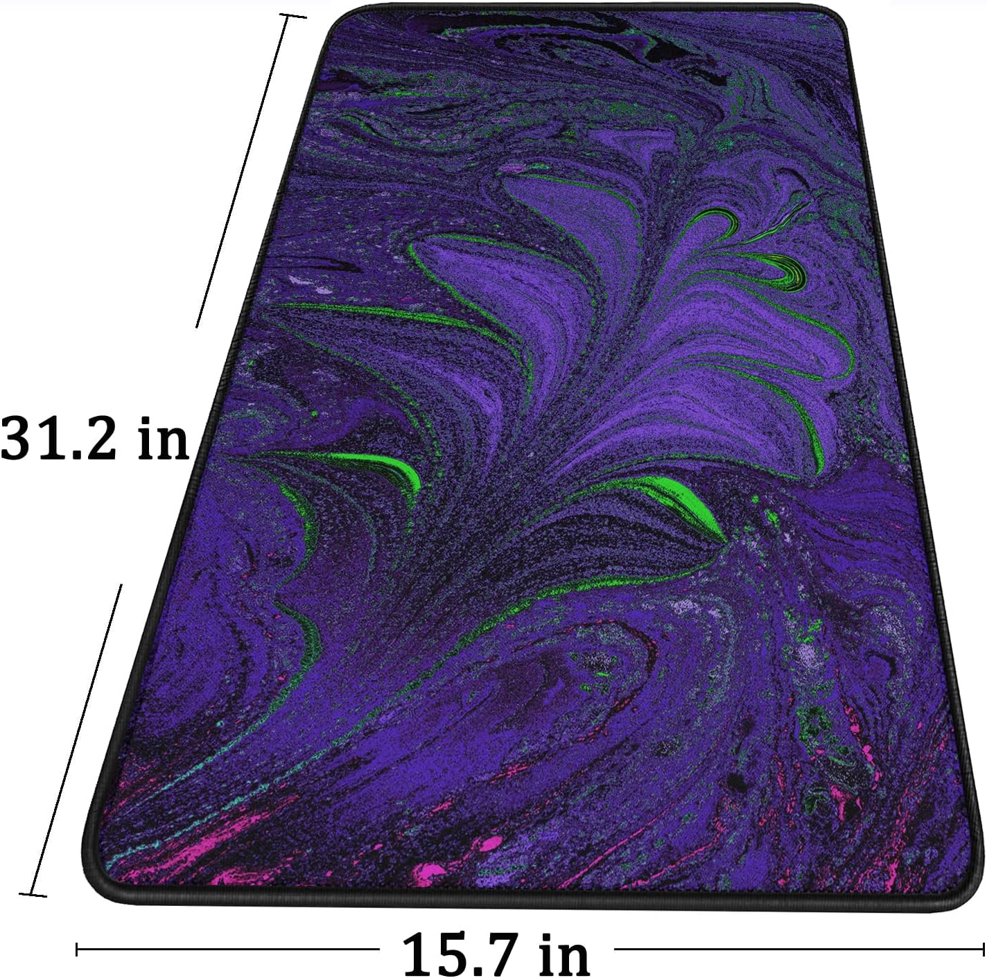 Large Mouse Pad with Stitched Edges, Durable Non-Slip Natural Rubber Base, Waterproof Computer Keyboard Pad Mat for Esports Pros/Gamer/Desktop/Office/Home - Purple Green