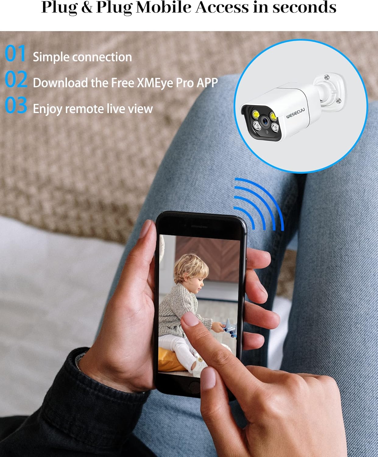 16CH ExpandableWESECUU Poe Security Camera System, 4K CCTV Camera Security System 8pcs IP Home Security Cameras Outdoor, 2-Way Audio, Human Detection, with 3TB HDD for 24-7 Recording (POE8 KIT)