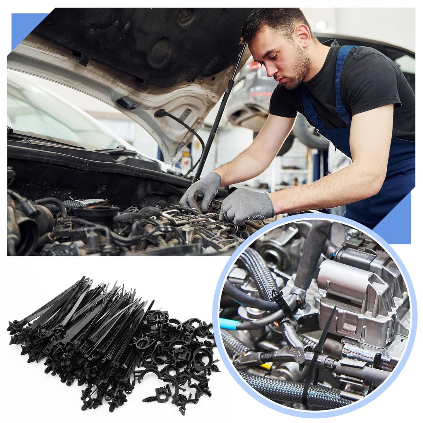 150 pcs Car Wire Loom Routing Clips Push Mount Cable Tie Assortment 10 Sizes Car Harness Routing Clips Universal Wiring Harness Replacement Parts for Automotive