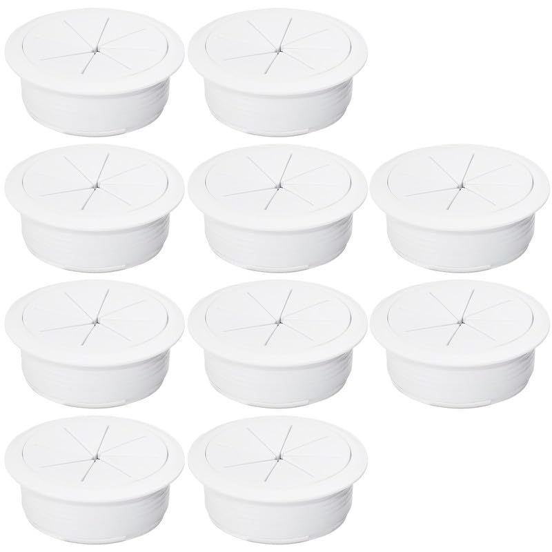 10 Pcs Desk Grommet 2" / 50 mm, Desk Hole Cover for Cables White, Cable Grommet ABS Plastic, Desk Hole Grommet for Home & Office Pc, Detachable Cable Cord Organizer