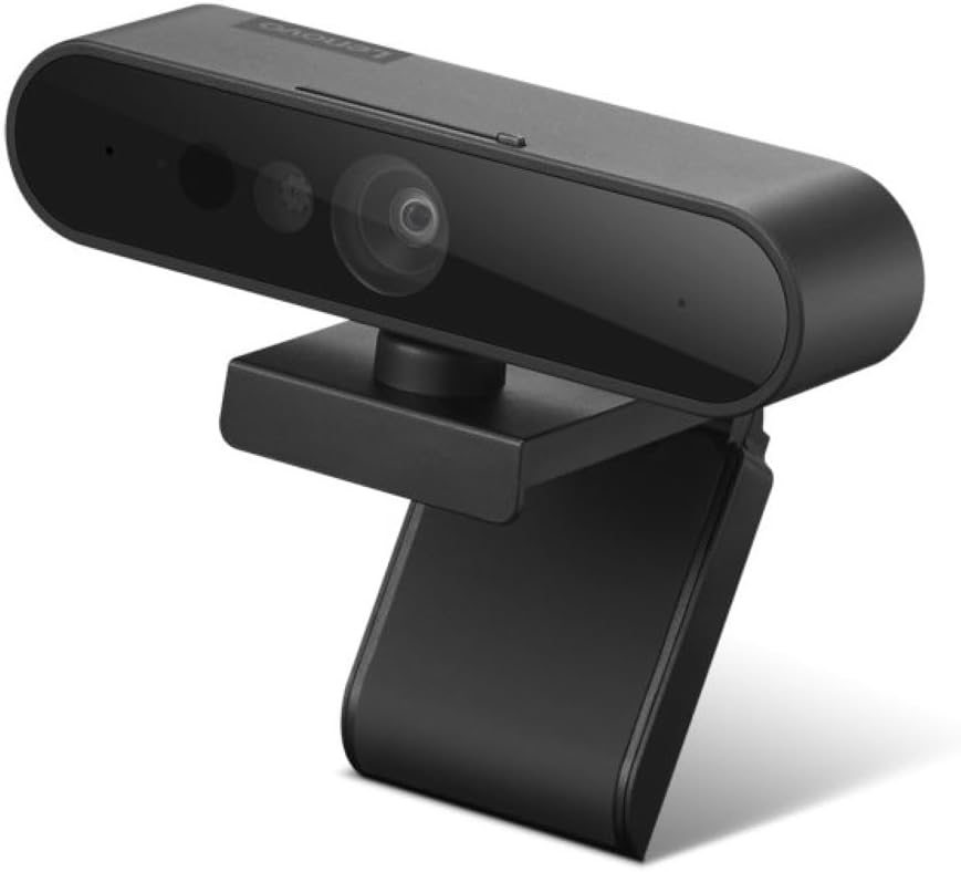 Lenovo HD 1080p Webcam (510 FHD)- Black w/ 4X Digital Zoom, 95° Wide Angle, 360° Rotation Pan & Tilt, Dual Microphones & Windows Hello