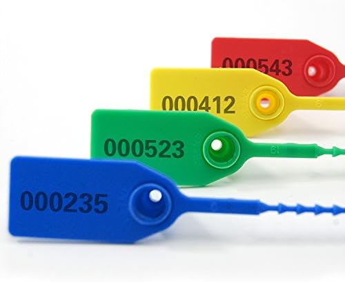 Leadseals(R) 100 Plastic Tamper Seals, Zip Ties for Fire Extinguishers Pull Tite Security Tags Numbered Trailer Seal Disposable Self-Locking Tie 250mm Length (Blue)