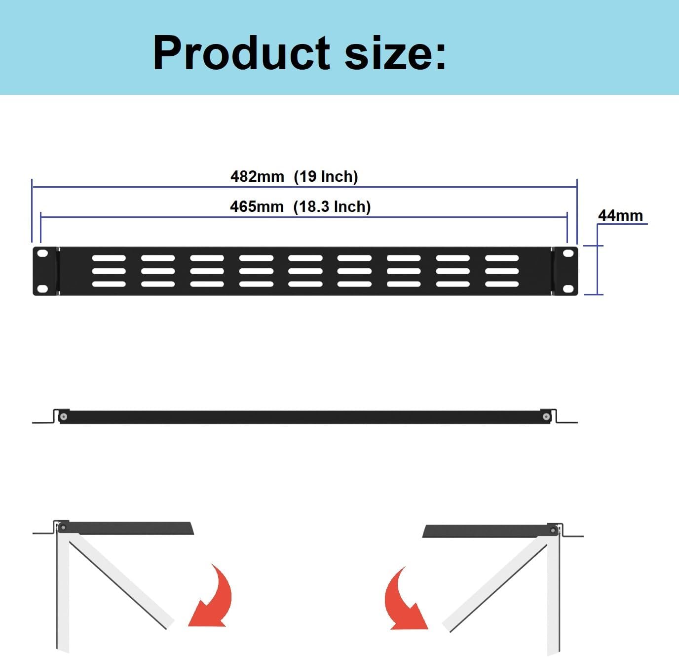 1U Hinged Vented Rack Mount Blank Panel Spacer for 19in Server Rack or Network Cabinet (1U Vented Blank Panel) (Pack of 2)