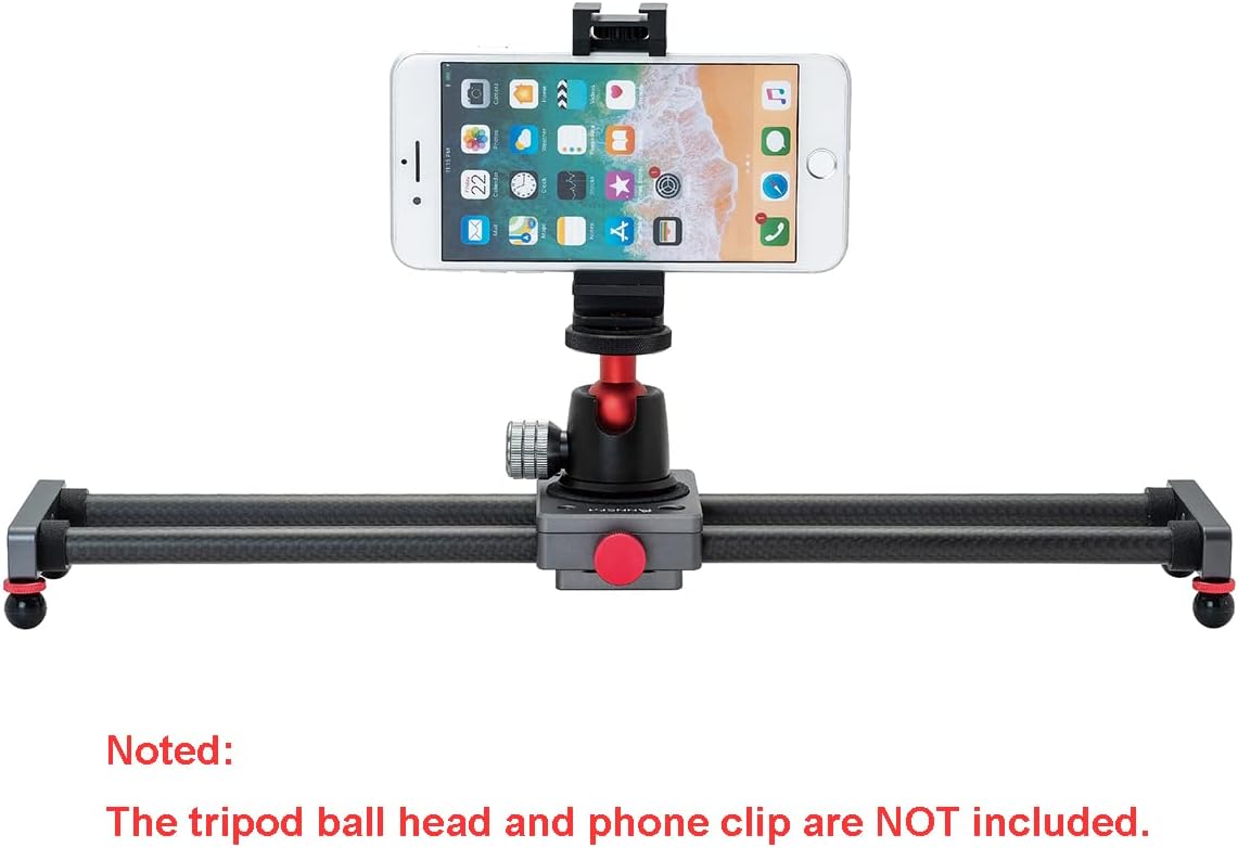 16 inches/40cm Mini Table Top Video Camera Slider Carbon Fiber Rail Rods for Smartphone iPhone Samsung DSLR Sony Canon Nikon Loading up to 11 lbs /5Kgs