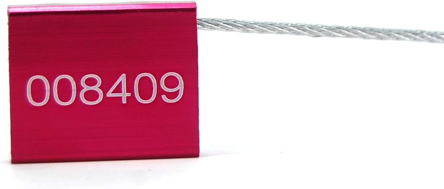 Leadseals(R) 200 Red Steel Cable Seals Metal Security Tag Numbered Truck Trailer Seal Anti-Tamper Pull-Tite Security Seal Aluminum Body Transport Shipping Seal Self-Locking Safety Ties ISO 17712