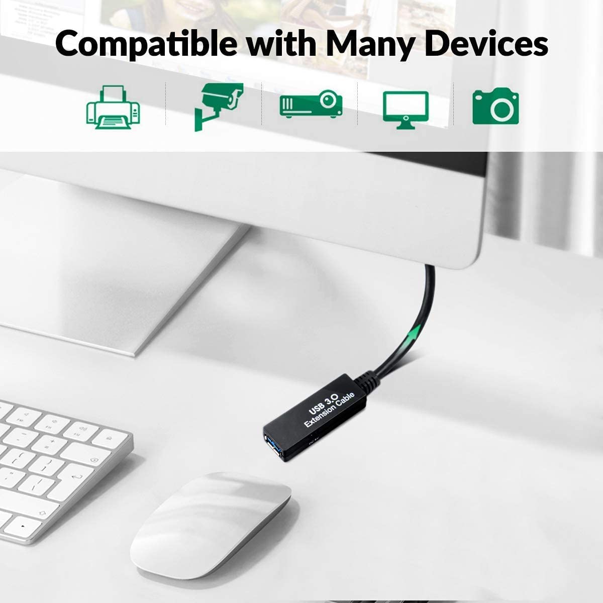 16.4FT USB 3.0 Extension Cable,USB Extension Cord A-Male to A-Female,Compatible with Oculus Quest 3 VR,Headset,Hard Drive,Printer,Keyboard, Mouse,PS4 and More