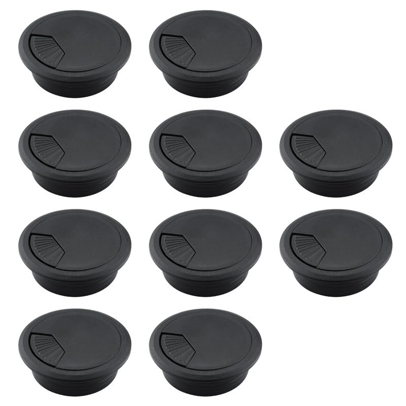 10 Pcs Desk Grommet 2" / 50 mm, Desk Cord Hole Cover, Cable Grommet ABS Plastic, Desk Hole Grommet for Home & Office Pc, Detachable Adjustable Cable Cord Organizer-Black