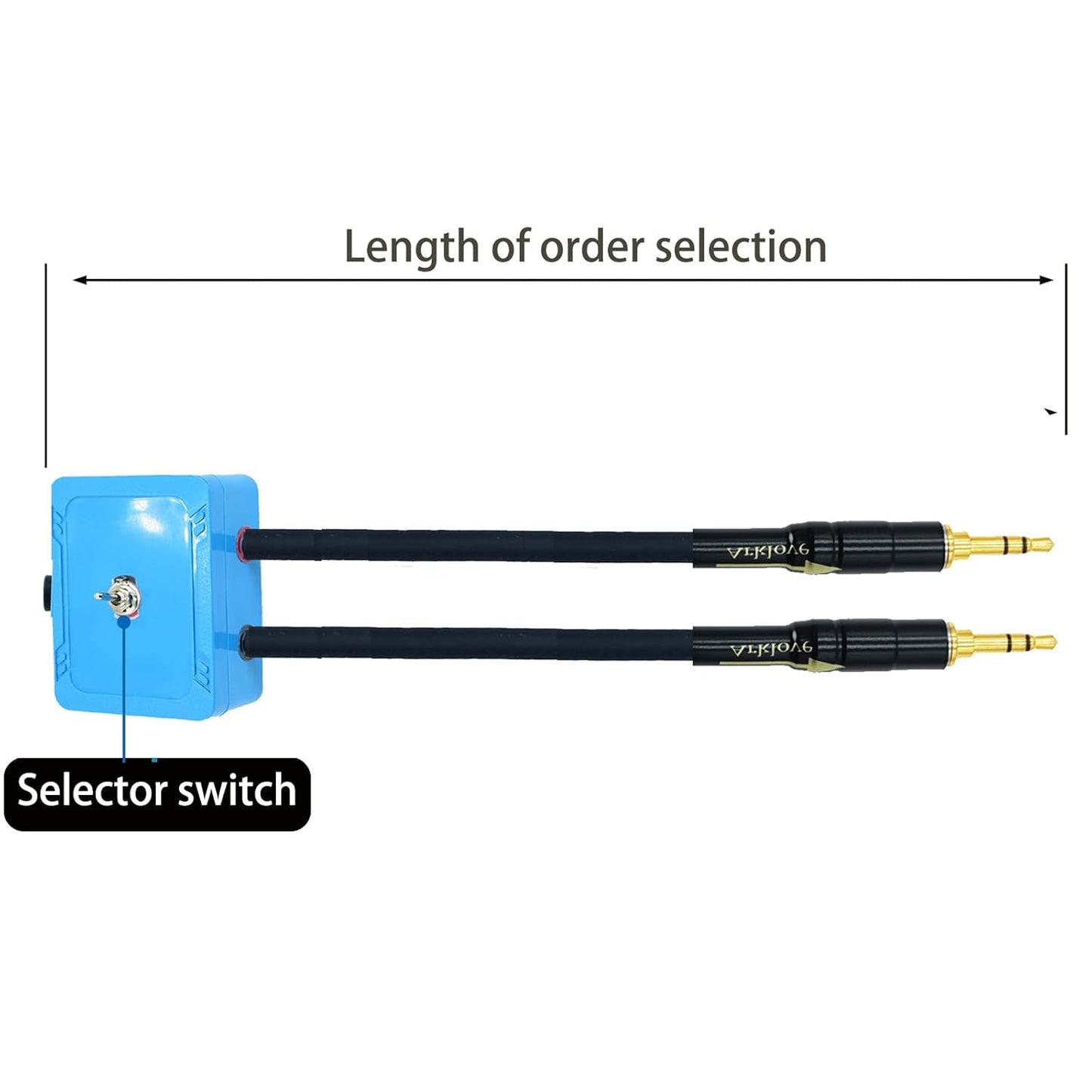 18ft Sound Channel swicher 1/8" aux Input 3.5mm Female to 2X 3.5 Output Switch Selector 2 in 1 Out R/L Stereo Audio 1 in 2 Out Stereo Audio Splitter with Phone pc Player