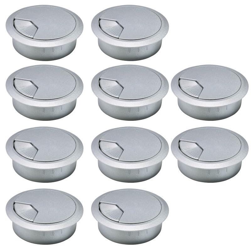 10 Pcs Desk Grommet 2" / 50 mm, Desk Cord Hole Cover, Cable Grommet ABS Plastic, Desk Hole Grommet for Home & Office Pc, Detachable Adjustable Cable Cord Organizer-Silvery