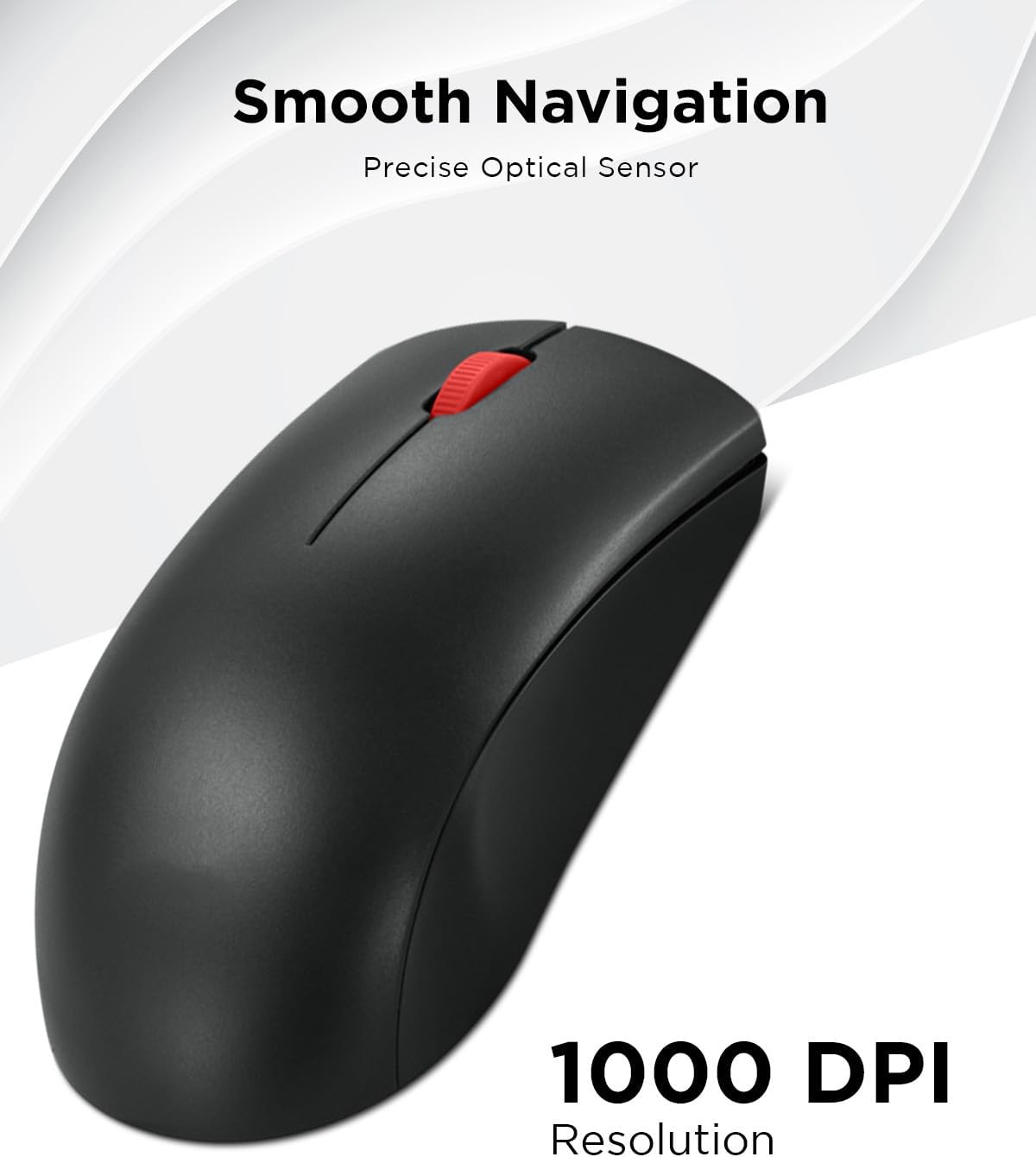 Lenovo Wireless Mouse (WL150) - 2.4G Nano USB-A Ambidextrous Ergonomic Mouse – 3-Million Clicks, 1,000 DPI – Portable Compact Cordless Design - Computer & Laptop Accessories