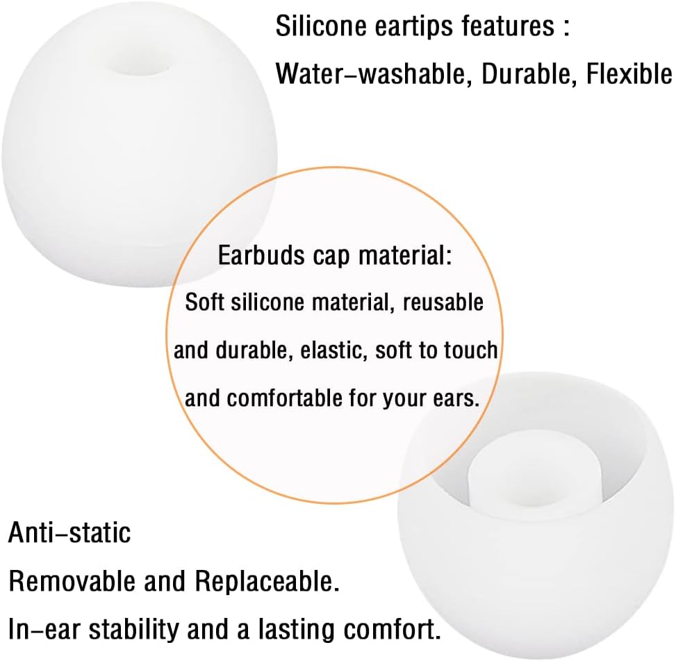 18 Pairs Silicone Ear Tips Replacement Earbud Tips for in- Ear Headphones Ear Covers (Inner Hole from 3.8mm-5.5mm Earphones) Earbud Replacement Tips Ear Bud Rubber Tips S M L