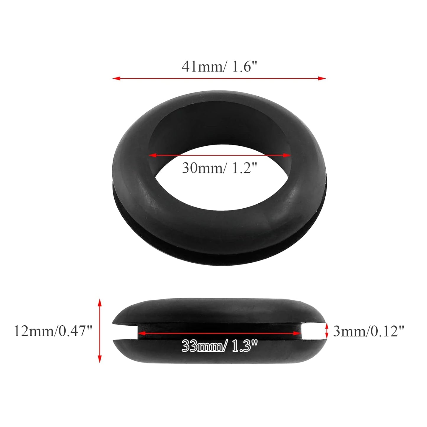 12 Pcs Rubber Grommets, 1-1/5" Inside Diameter 1-1/3" Drill Hole Rubber Wire Grommets O Ring Grommets for Wire, Firewall, Cables, Plugs, Automotive