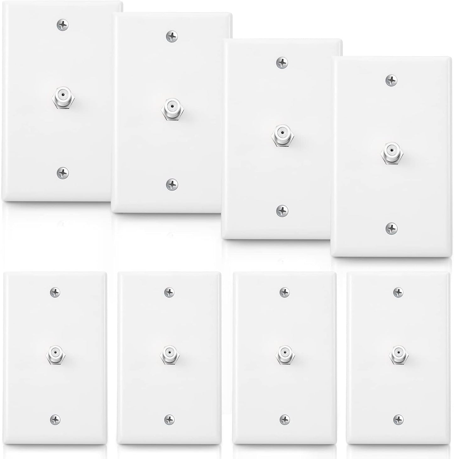 1-Port TV Cable Wall Jack F Connector Coax Video Jack Single Gang Wall Plates (White, 8 Pcs)