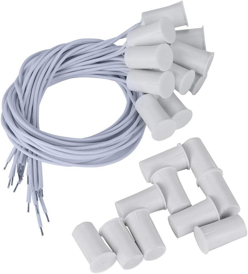 10Pcs 100VDC Recessed Door Sensor, 15mm-5mm Door Magnetic Reed Switch for Home Security Alarm Systems, Door Magnetic Sensors for Alarm Control Panels GND Port and N.C. Port