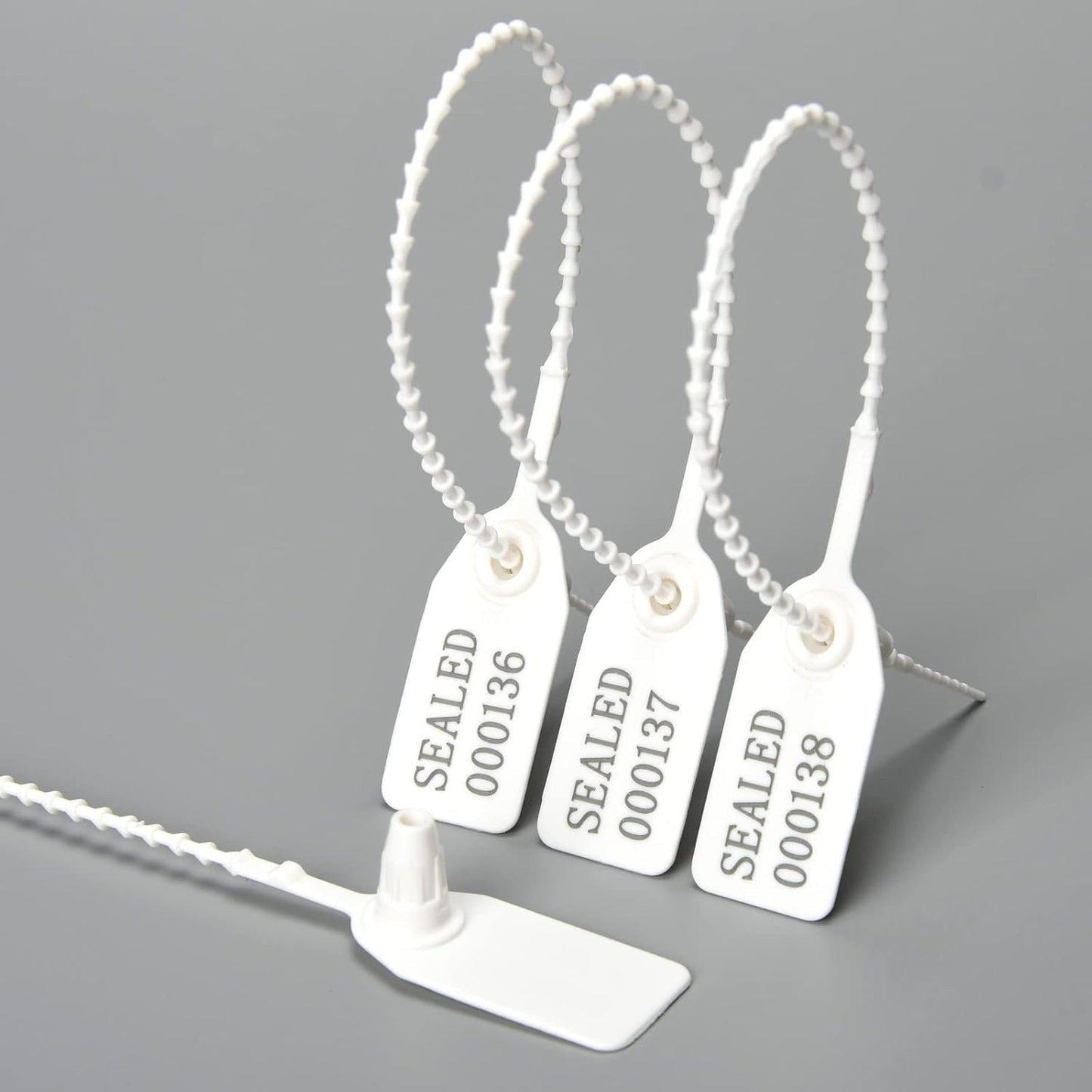 1000 Numbered Plastic Tamper Seals, Zip Ties for Fire Extinguishers Pull Tite Security Tags Disposable Self-Locking Signage - Label Tie 250mm Length (1000 PCS, White)