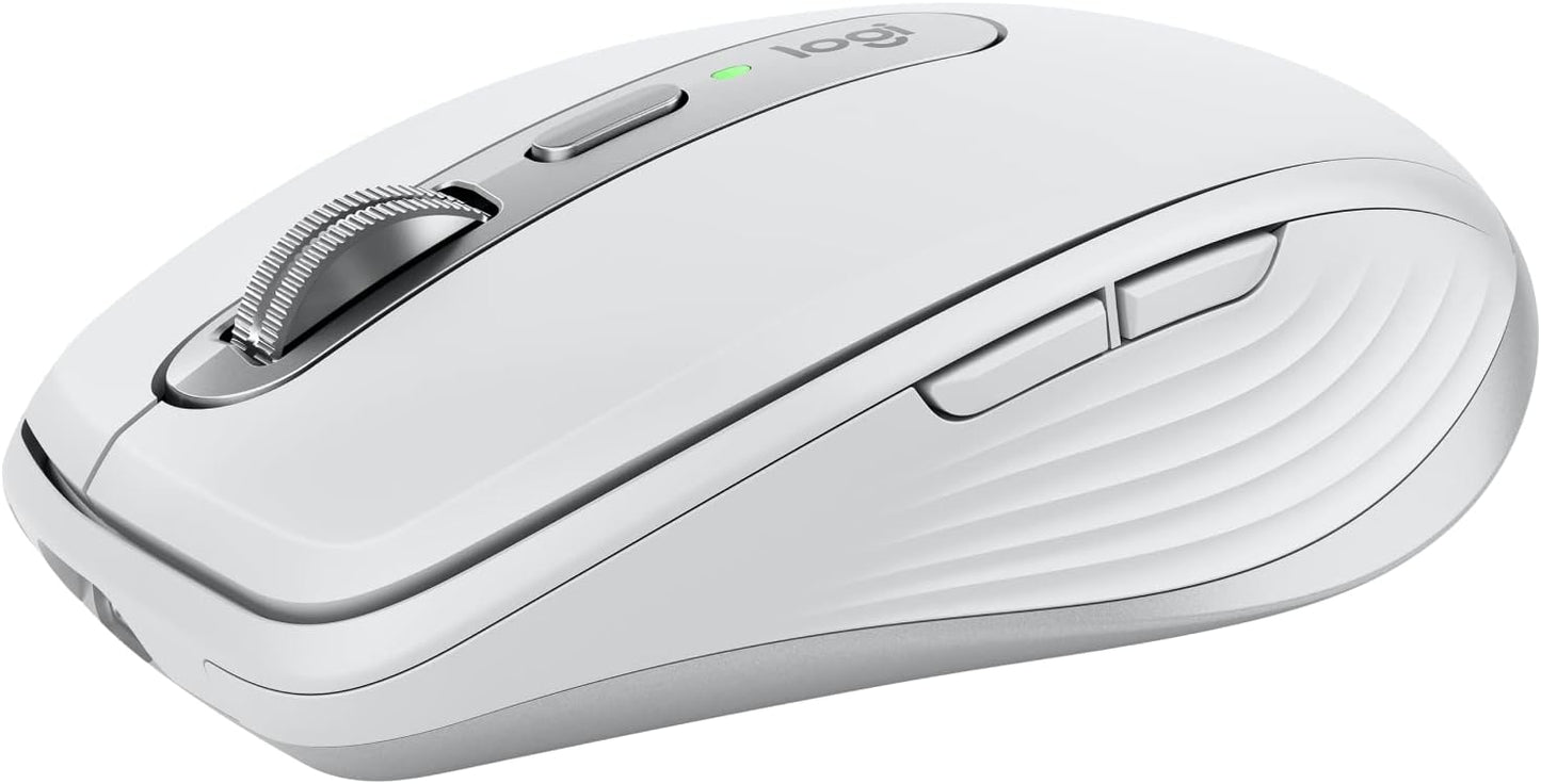 Logitech MX Anywhere 3S Compact Wireless Mouse, Fast Scrolling, 8K DPI Any-Surface Tracking, Quiet Clicks, Programmable Buttons, USB C, Bluetooth, Windows PC, Linux, Chrome, Mac - Pale Grey