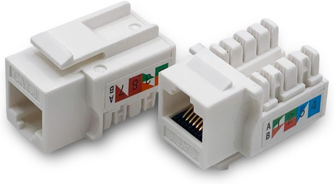 (10-Pack) [UL Listed] - Ethernet Wall Jack - Keystone Jack - Cat5/5e/6 Compatible - Cat6 Network Coupler