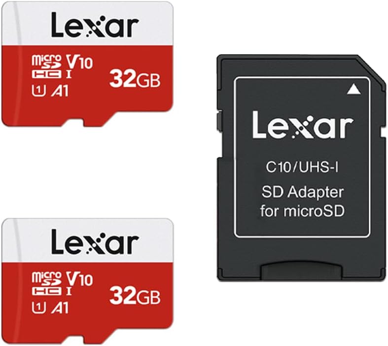Lexar 32GB Micro SD Card 2 Pack, microSDHC UHS-I Flash Memory Card with Adapter - Up to 100MB/s, U1, Class10, V10, A1, High Speed TF Card (2 microSD Cards + 1 Adapter)