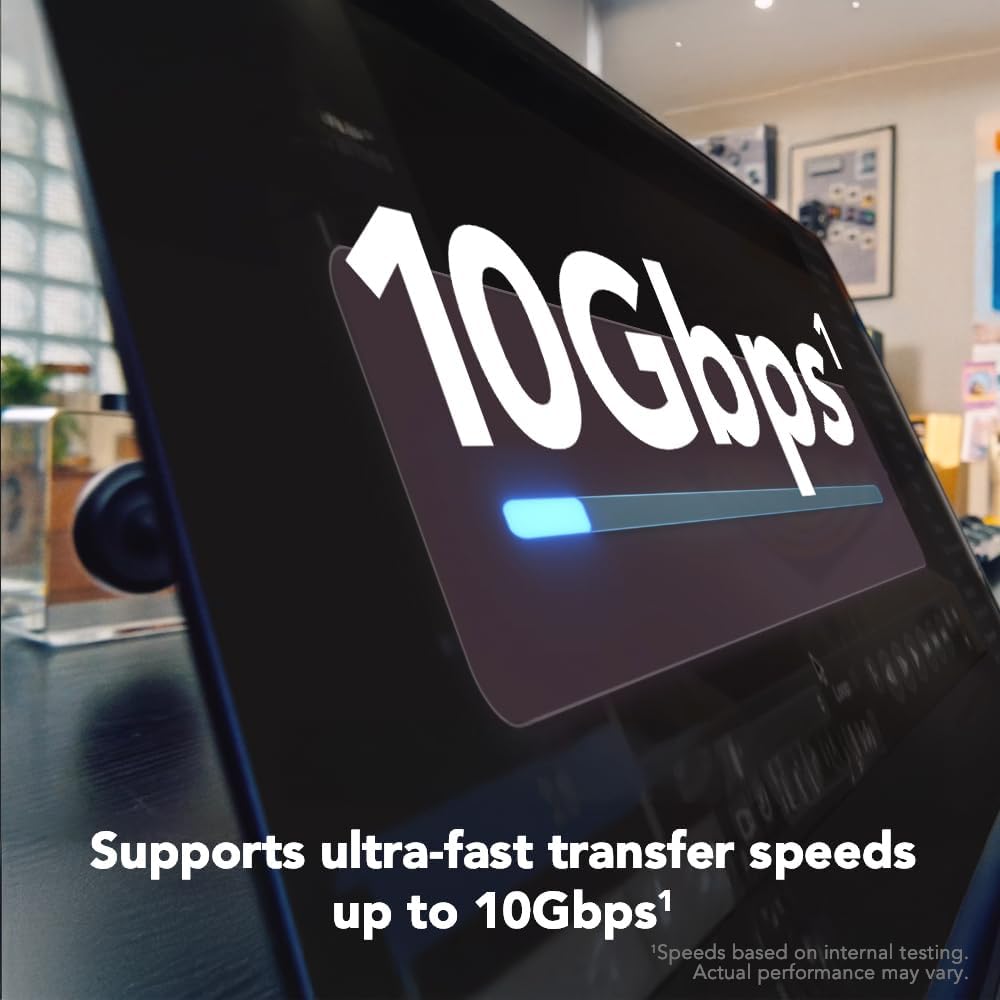 Lexar Professional Go Portable Hub, Four Type-C Ports, USB 3.2 Gen 2, Up to 10Gbps, Ultra-Compact, Perfect for Go Portable SSD, Compatible with Smartphones, PC & Mac, Tablets & iPad (LPASL400-RNSNG)