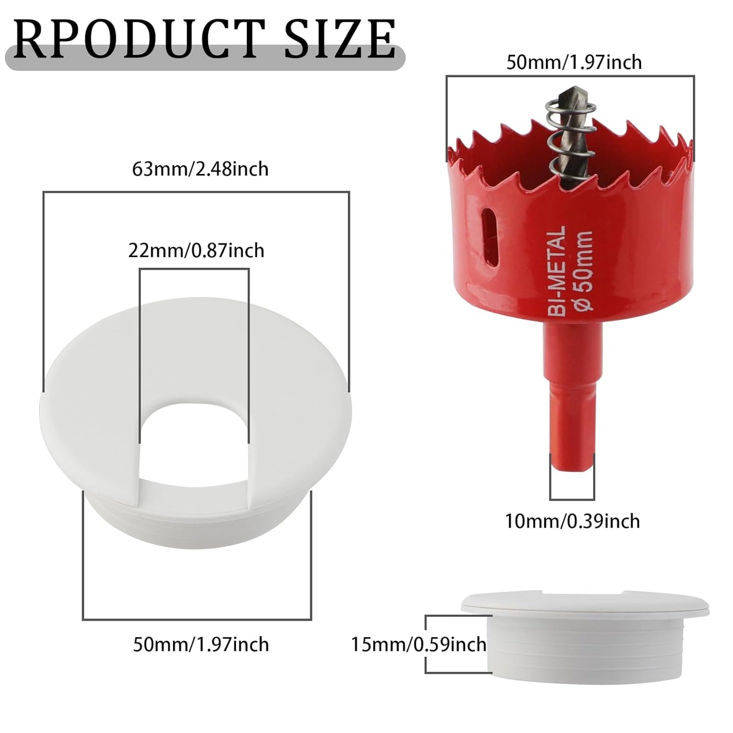 2 Inch(50mm) Desk Grommet,13 Pieces Wire Grommet, Desk Hole Cover for Cables with Hole Saw,Plastic Cable Cord Wire Hole Cover for Desk, Table,Cabinet,Countertop and Other Furniture(White)