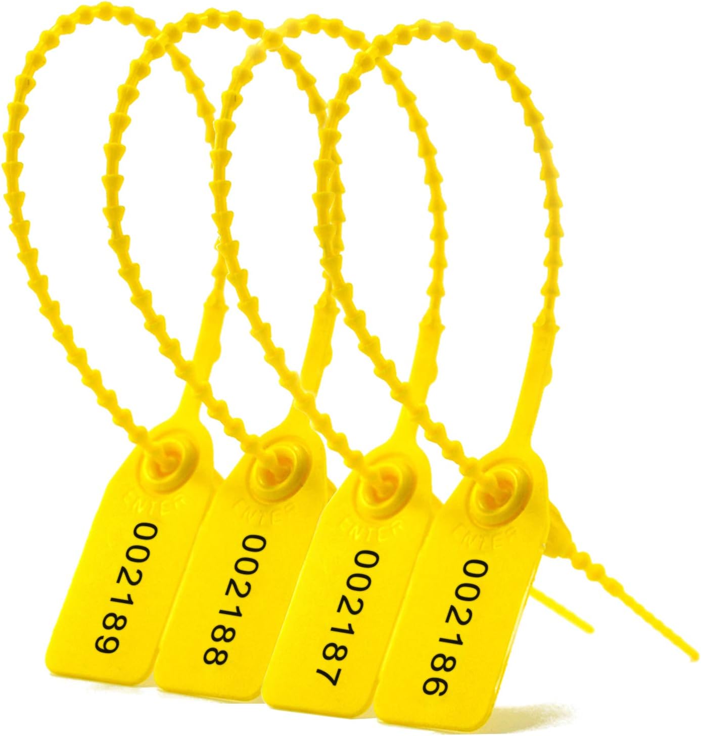 Leadseals(R) 1000 Plastic Tamper Seals, Zip Ties for Fire Extinguishers Pull Tite Security Tags Numbered Disposable Self-Locking Tie 250mm Length (Yellow)