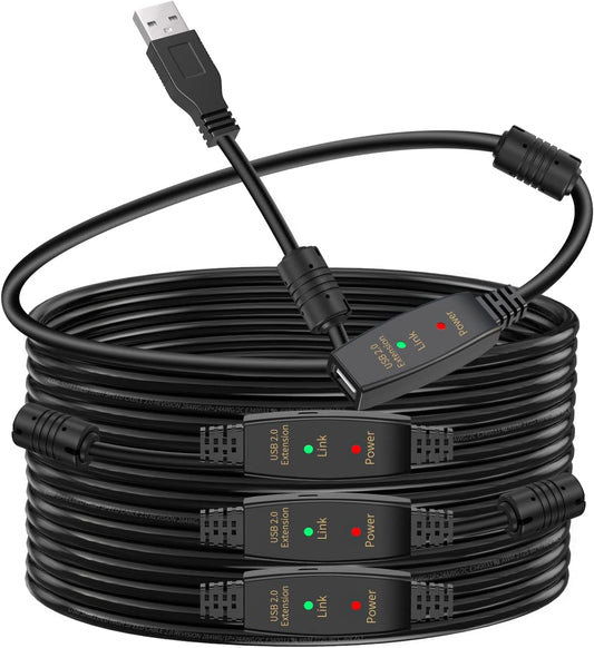 LDKCOK 150FT Active USB Extension Cable 2.0 Male to Female with A Extension chipset Signal Booster - Active Extension/Repeate
