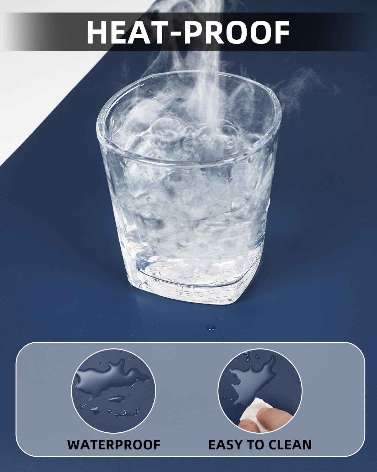 Large Desk mat, Leather Desk Pad Protector,Office Desk Mat,Mouse Pad, Non-Slip Desk Blotter, Laptop Desk Pad, Waterproof Desk Writing Pad for Office&Home (Midnight Blue, 55" x 17")