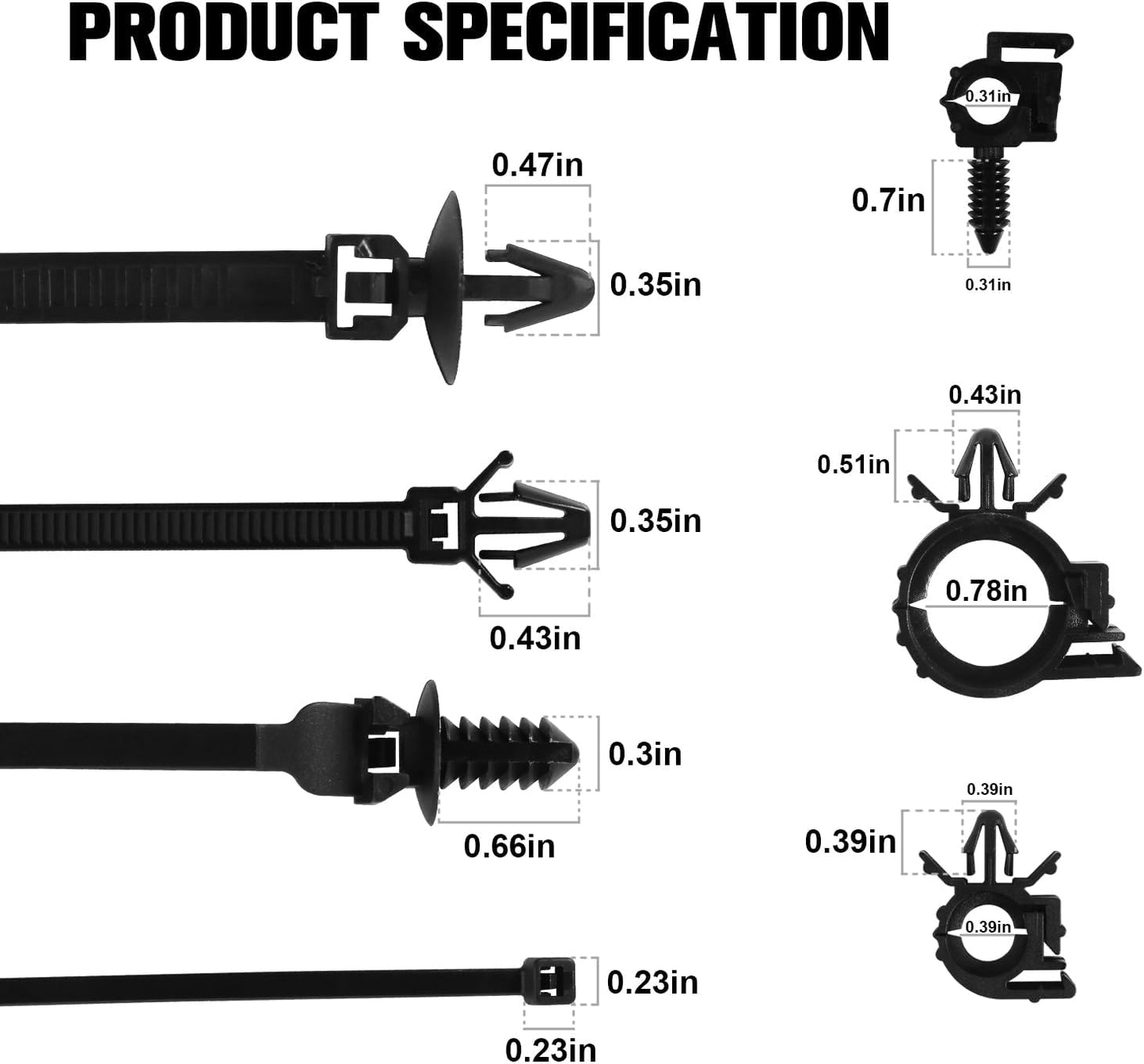 160 Pcs Push Mount Cable Zip Tie, Car Wire Loom Routing Clips 7 Different Sizes Quickly Mount Cable Ties Fixed Wire Harness for Jeep Wrangler Trucks Universal Automotive Clips