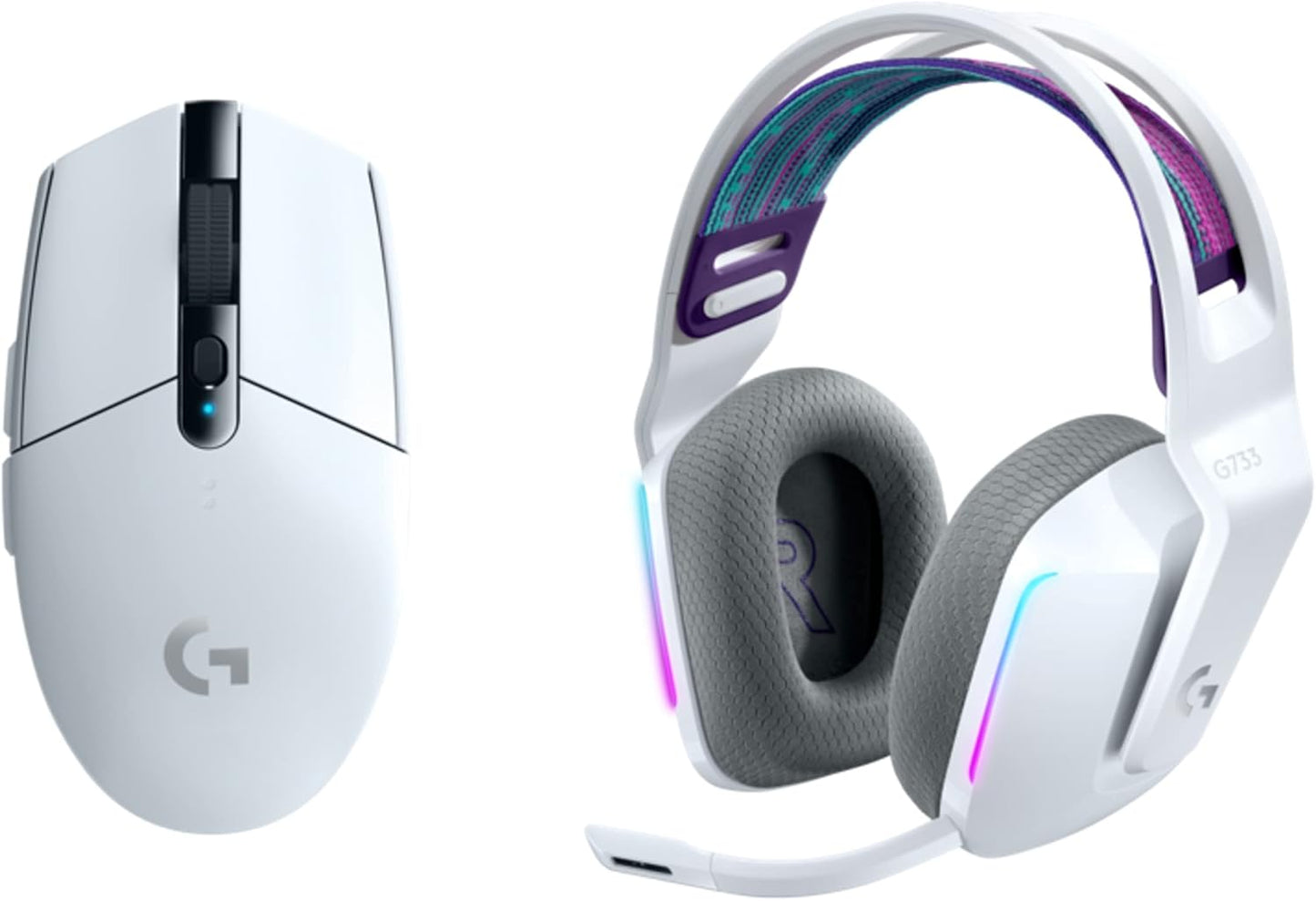 Logitech G305 Lightspeed Wireless Gaming Mouse + G733 Lightspeed Wireless Gaming Headset Bundle - White