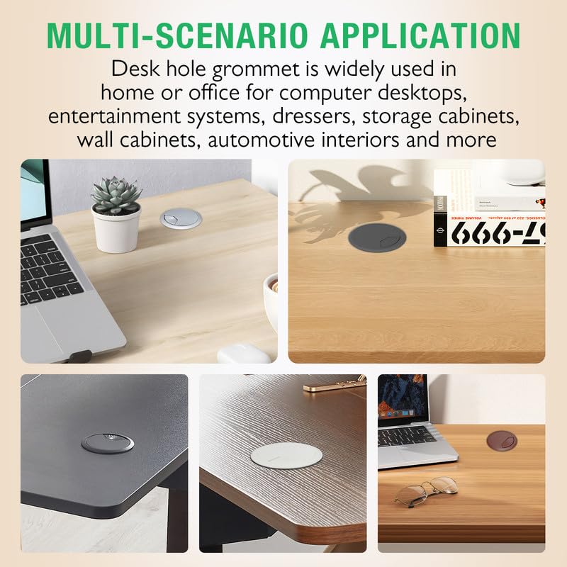 10 Pcs Desk Grommet 2" / 50 mm, Desk Cord Hole Cover, Cable Grommet ABS Plastic, Desk Hole Grommet for Home & Office Pc, Detachable Adjustable Cable Cord Organizer-Black